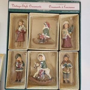 Vintage Style Christmas Children Tree Ornaments Costco New In Box Lot Of 6